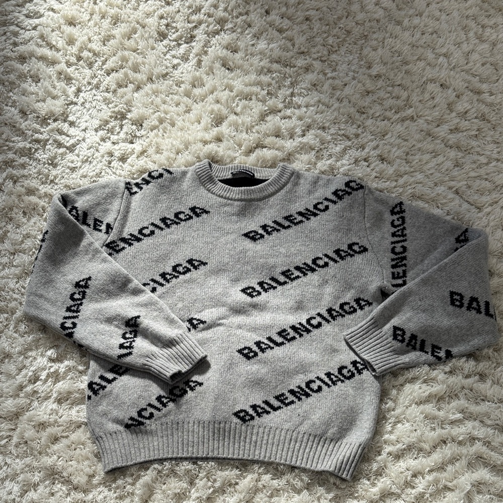 Balenciaga Charcoal Logo Knit Sweater ( 22” ptp)